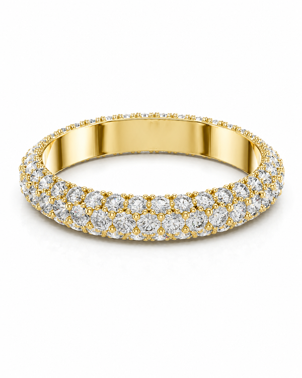 color_10K_YG, color_14K_YG &&
A yellow gold eternity ring paved with round brilliant-cut diamonds on a clean white background.