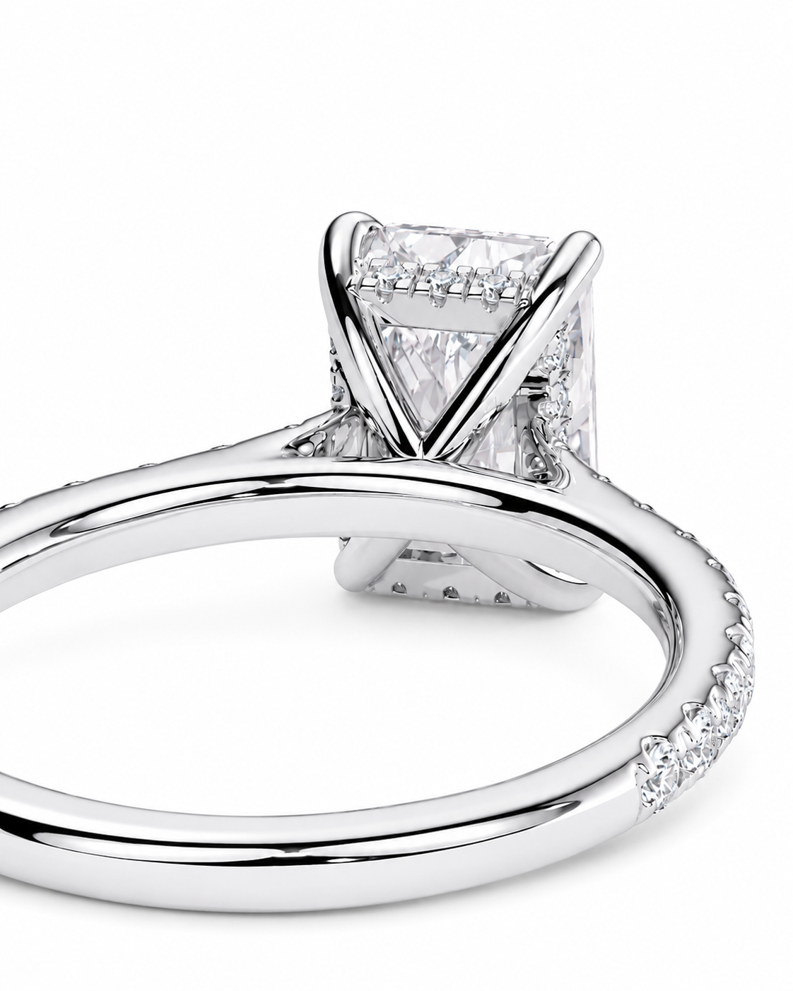 color_925_SIL,color_935_ARG,color_10K_WG, color_14K_WG &&
A close-up studio shot of a silver-toned diamond ring featuring a rectangular princess-cut center stone and a pavé band with small accent diamonds, set against a clean white background.