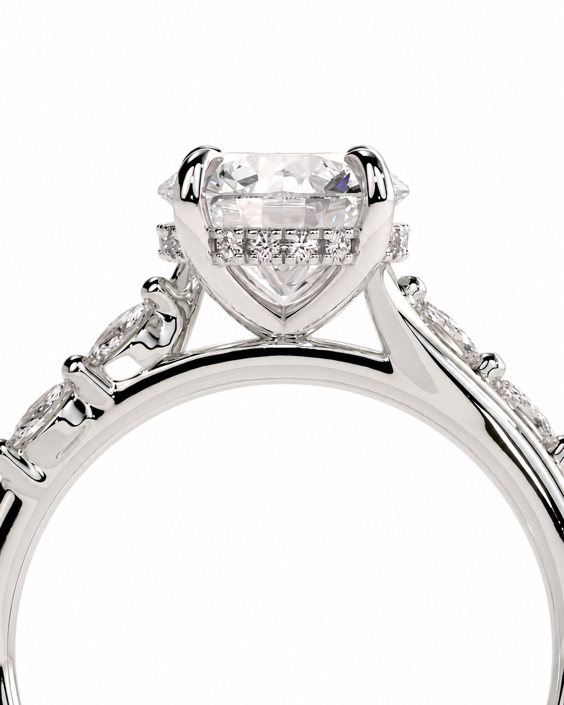 color_925_SIL,color_935_ARG,color_10K_WG, color_14K_WG &&
A close-up studio shot of a silver-toned diamond ring featuring a large heart-shaped center stone and smaller diamonds along the shoulders, set against a plain white background.