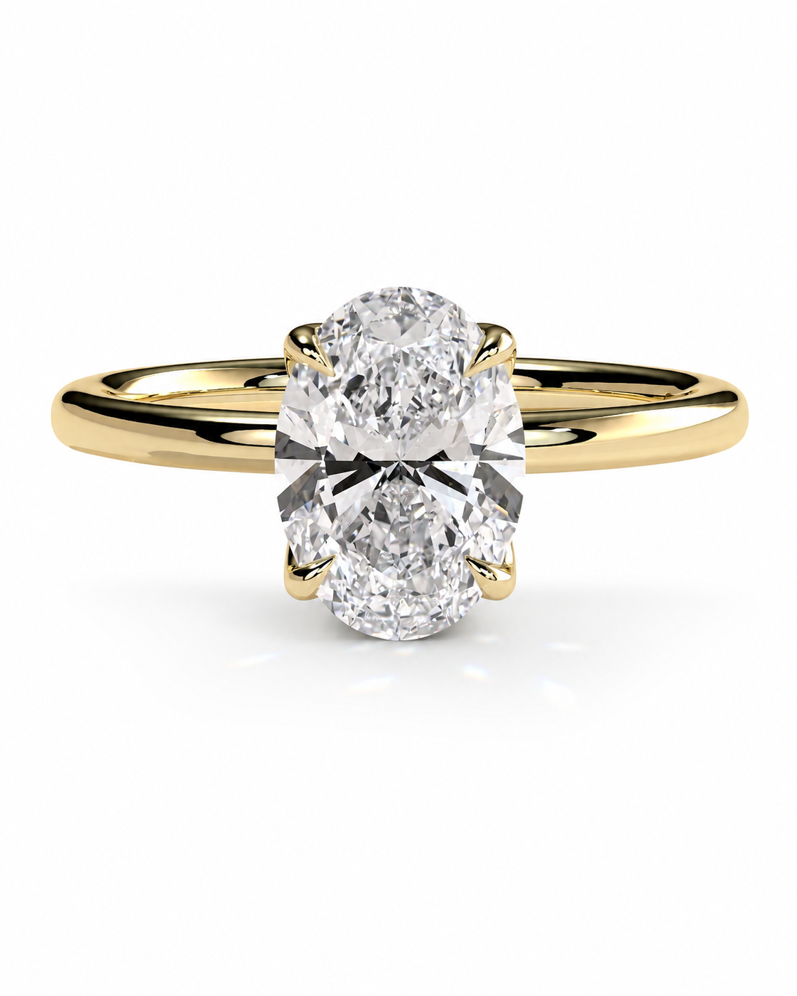 color_10K_YG, color_14K_YG &&
A yellow gold solitaire engagement ring featuring a large oval-cut diamond center stone in a four-prong setting, shown on a clean white background.