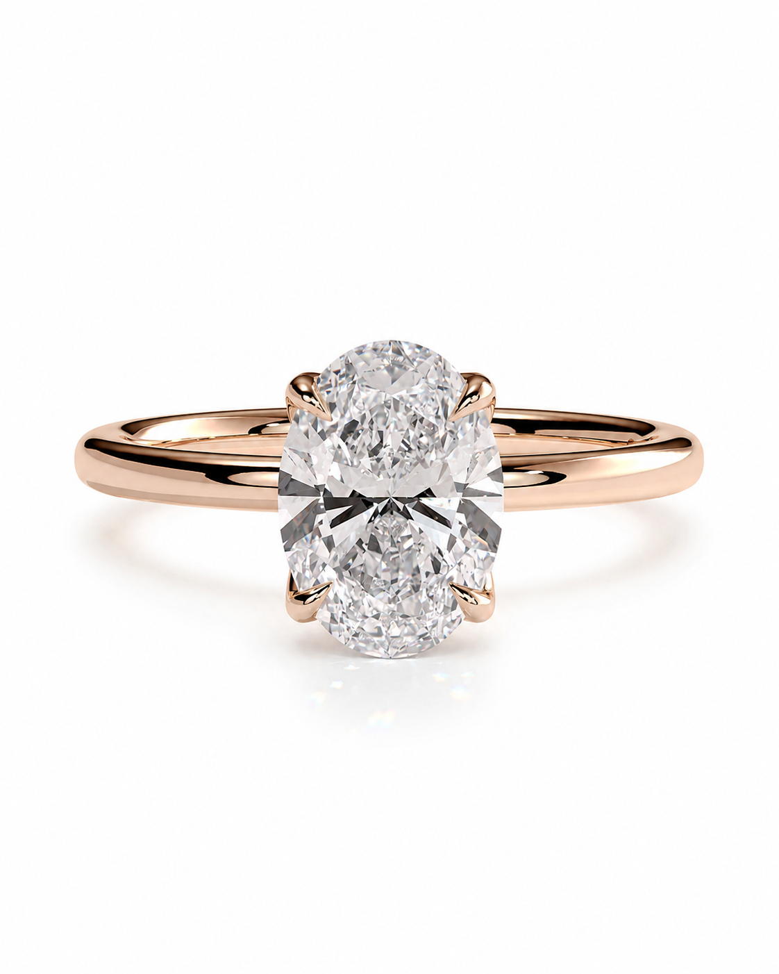 color_10K_RG, color_14K_RG &&
A rose gold double-stone ring featuring a large oval center stone and a smaller round brilliant-cut stone in a prong setting, shown on a clean white background.