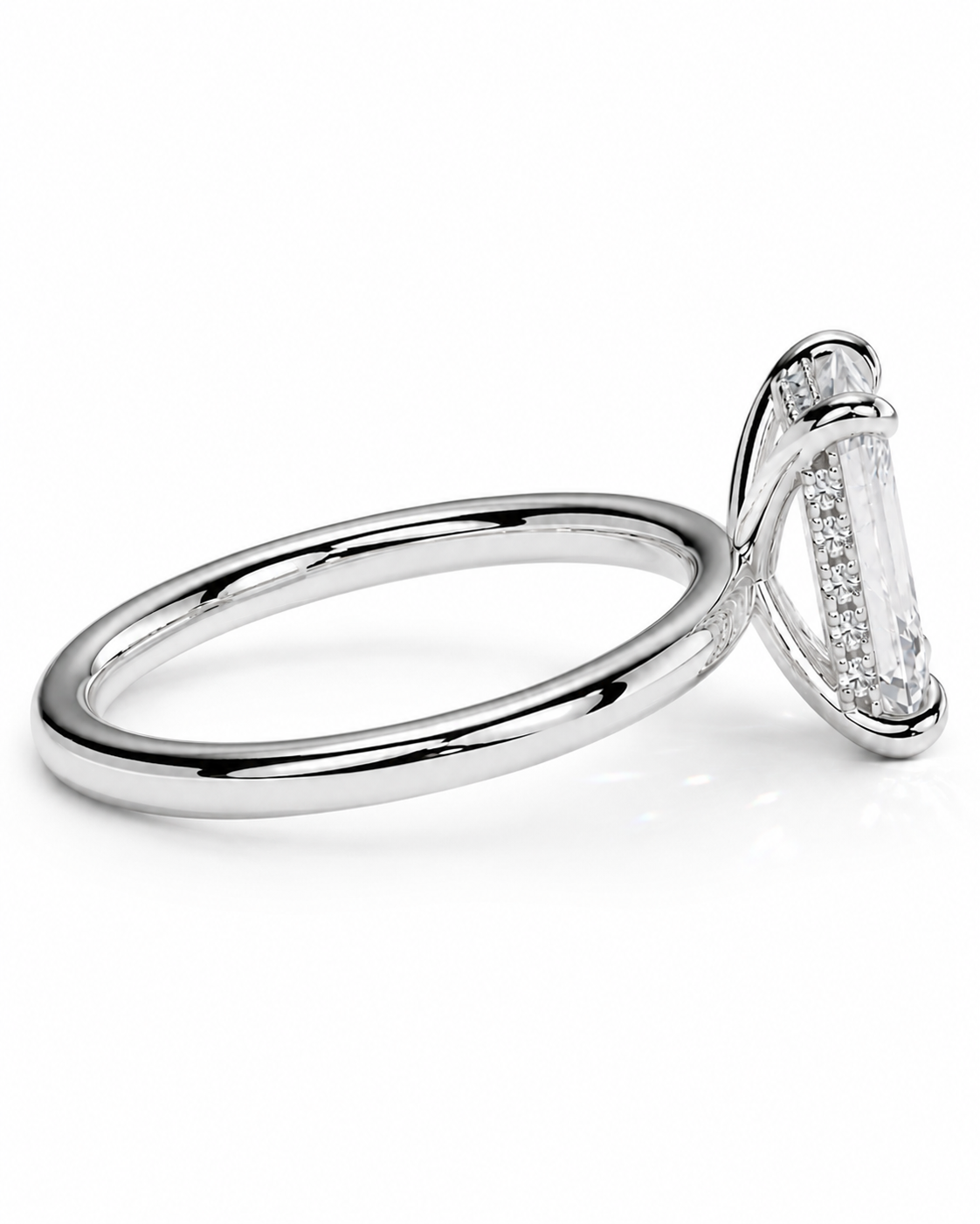 color_925_SIL,color_935_ARG,color_10K_WG, color_14K_WG &&
A silver-toned ring featuring a large rectangular clear gemstone in a prong setting with a row of small clear stones along the side, shown on a clean white background.