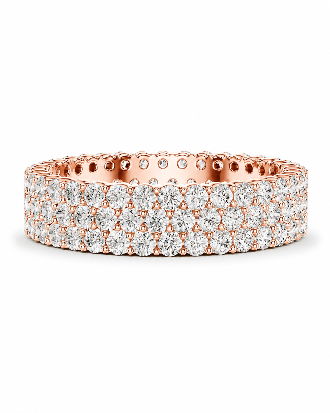 color_10K_RG, color_14K_RG &&	
A rose gold eternity ring paved with round brilliant-cut diamonds, shown on a clean white background.