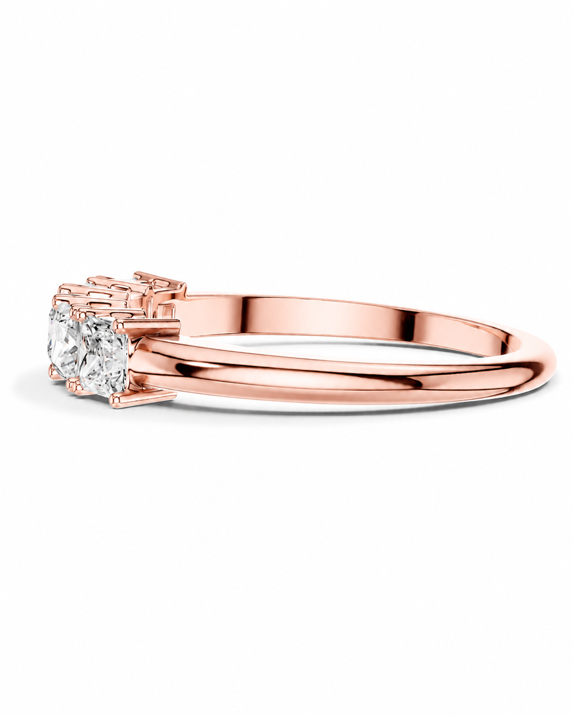 color_10K_RG, color_14K_RG &&	
A rose gold ring with a double band design and a square four-stone diamond cluster, shown in a side profile on a white background.