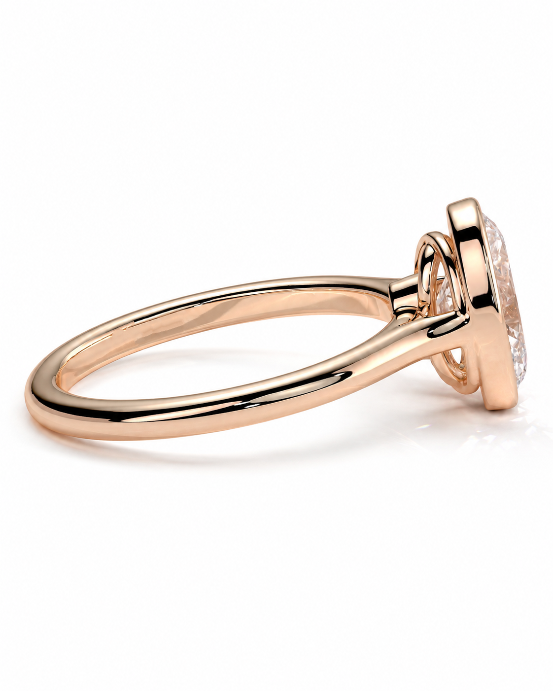 color_10K_RG, color_14K_RG &&A close-up side view of a rose gold ring with a bezel-set diamond, shown on a clean white background.