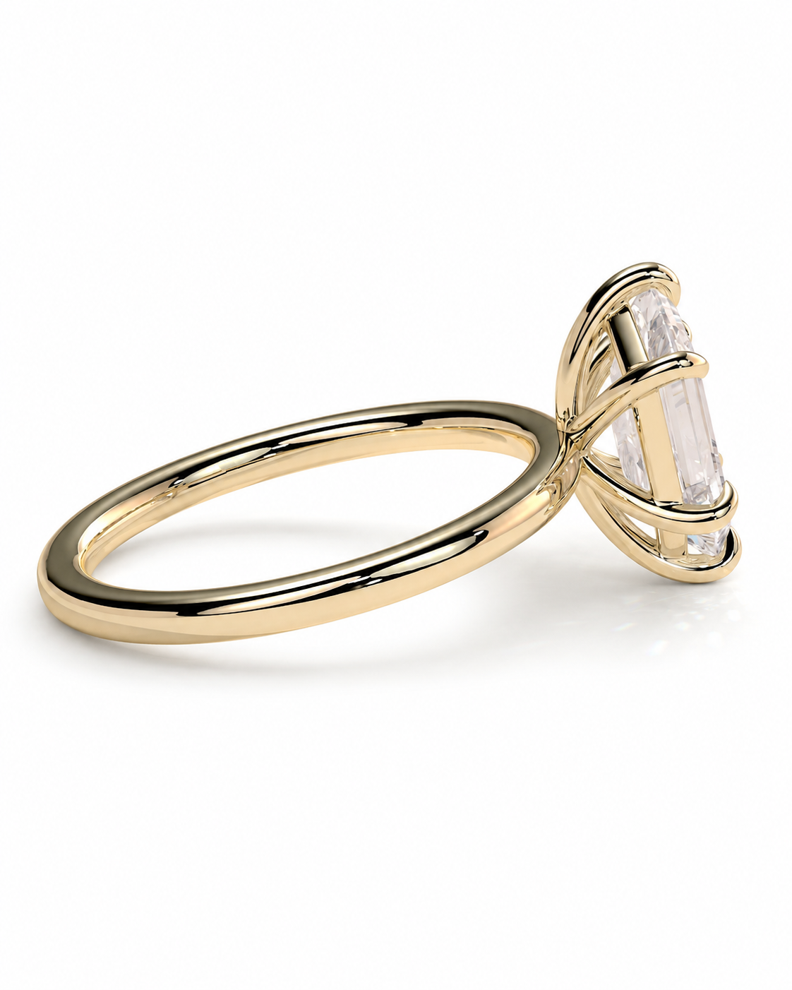 color_10K_YG, color_14K_YG &&
A yellow gold ring with a bezel-set clear baguette gemstone, shown from a side angle on a clean white background.