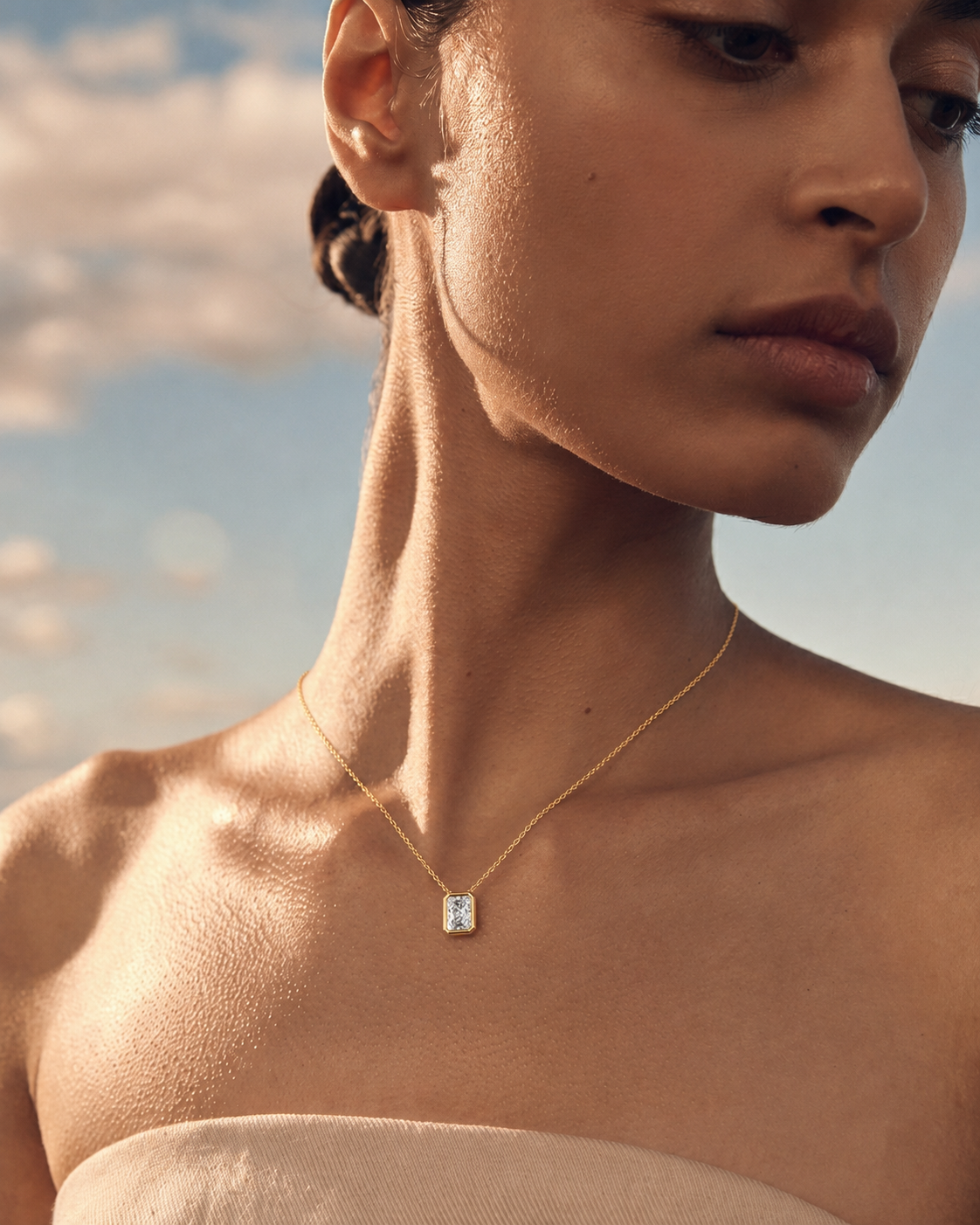 Radiant Bezel Set Necklace
