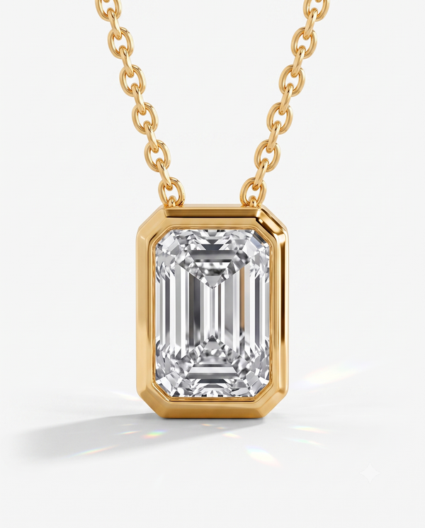 Radiant Bezel Set Necklace