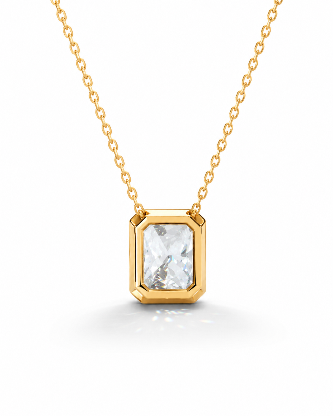 Radiant Bezel Set Necklace
