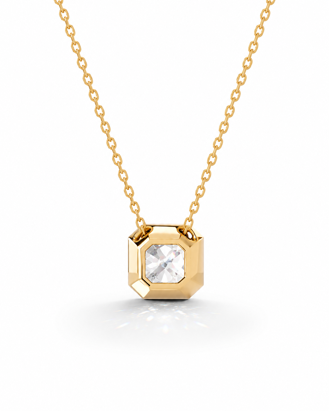 Radiant Bezel Set Necklace