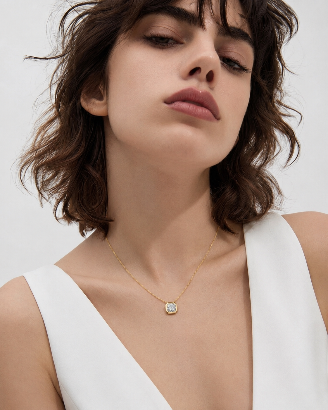 Radiant Bezel Set Necklace