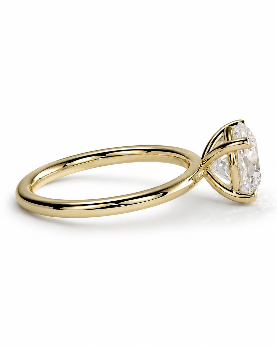 color_10K_YG, color_14K_YG &&A yellow gold solitaire engagement ring with a clear marquise-cut diamond, shown in a side profile view on a white background.
