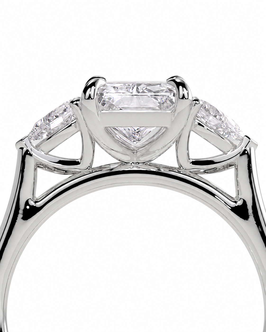 color_925_SIL,color_935_ARG,color_10K_WG, color_14K_WG &&
A close-up studio shot of a silver-toned diamond ring featuring a rectangular baguette-cut center stone and smaller side stones, set against a plain white background.