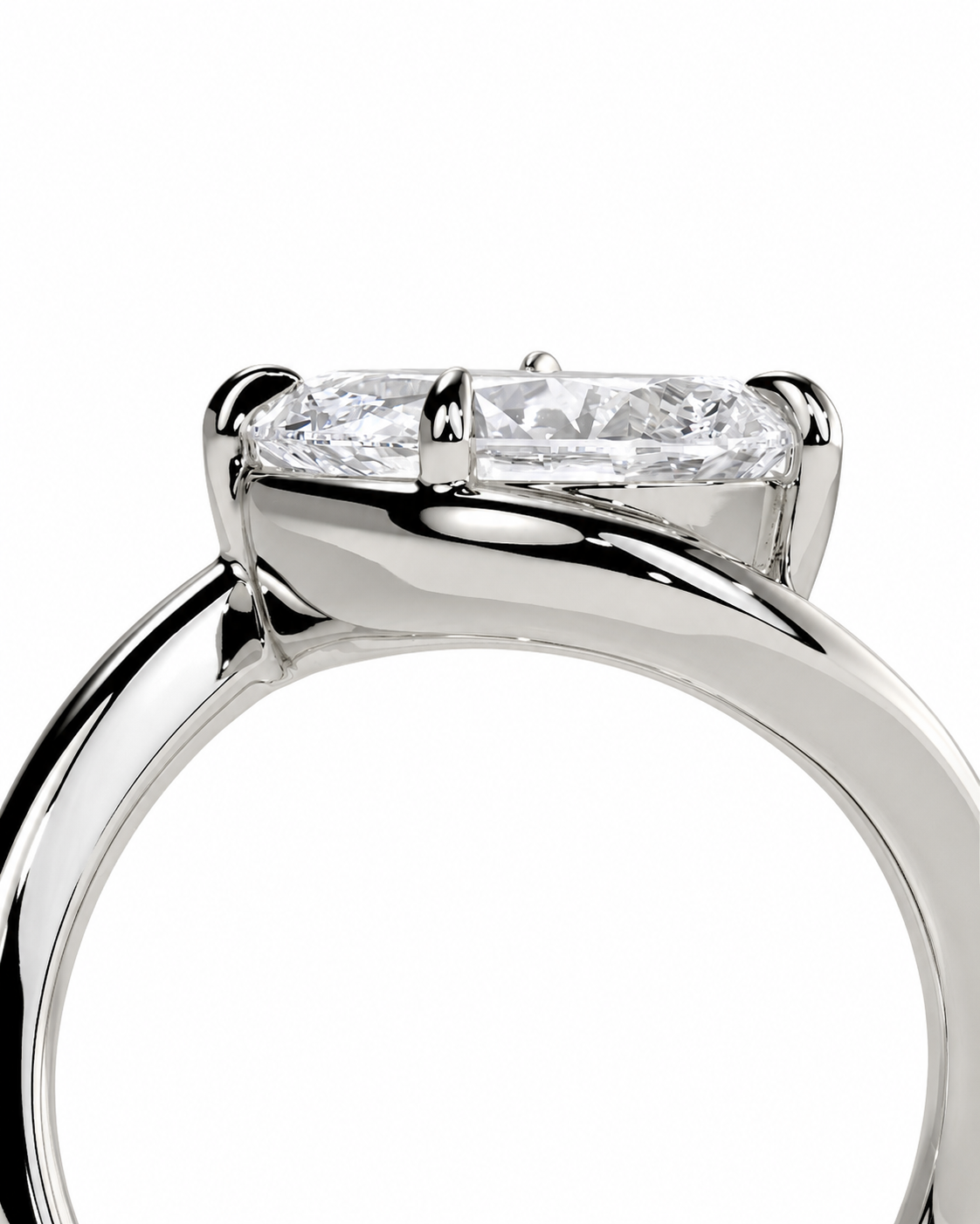 color_925_SIL,color_935_ARG,color_10K_WG, color_14K_WG &&
A close-up studio shot of a silver-toned ring with a large clear rectangular gemstone in a prong setting, shown against a plain white background.