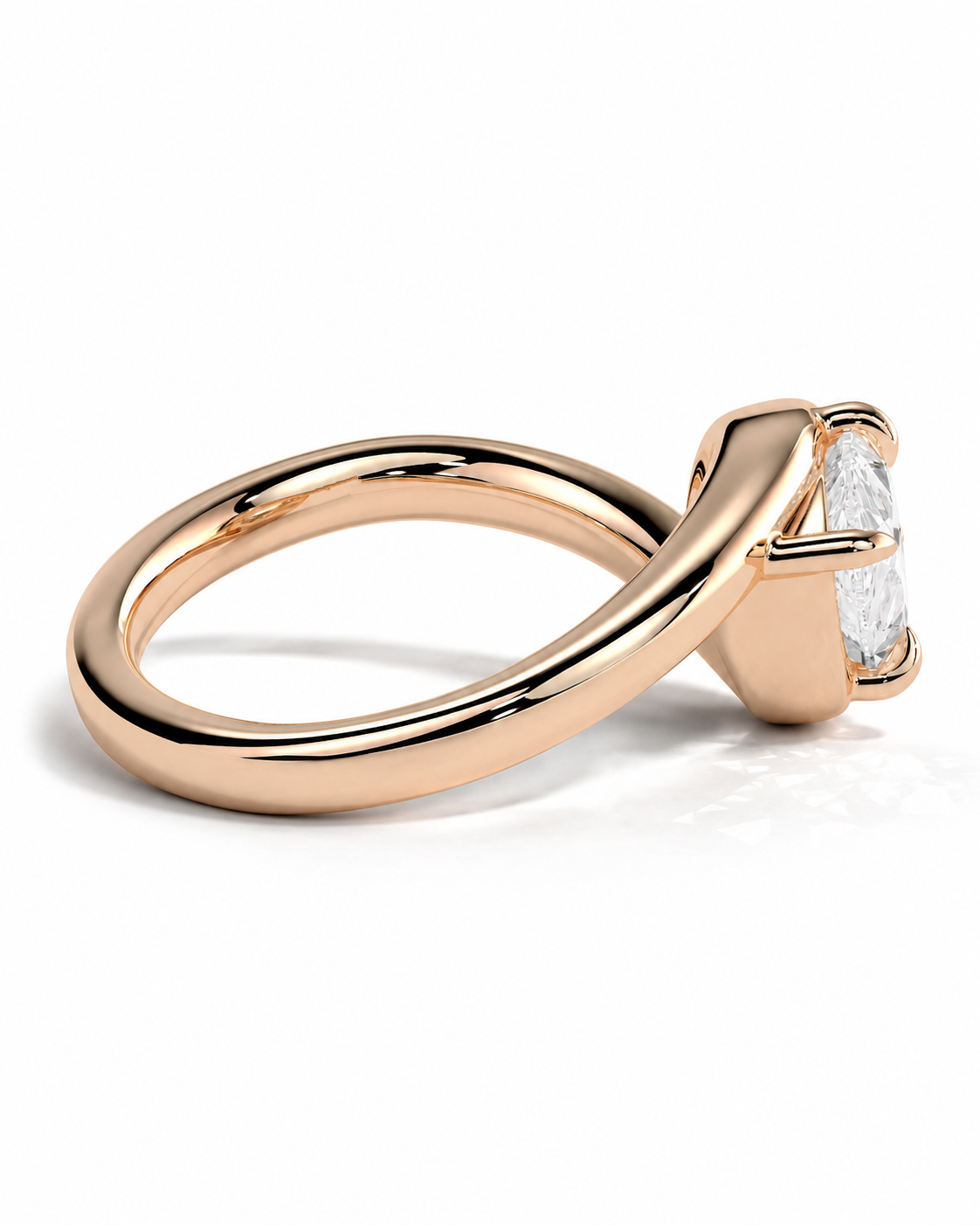color_10K_RG, color_14K_RG &&
A rose gold ring with a curved band and a clear marquise-cut gemstone in a prong setting, shown on a clean white background.