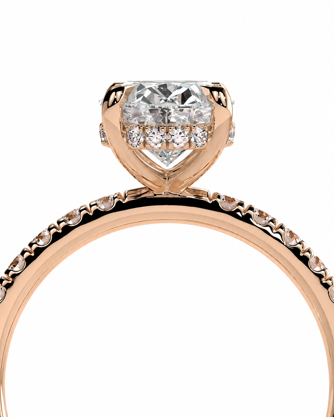 color_10K_RG, color_14K_RG &&	Rose gold diamond engagement ring with a heart-shaped diamond center stone and smaller diamonds along the band, shown on a white background.