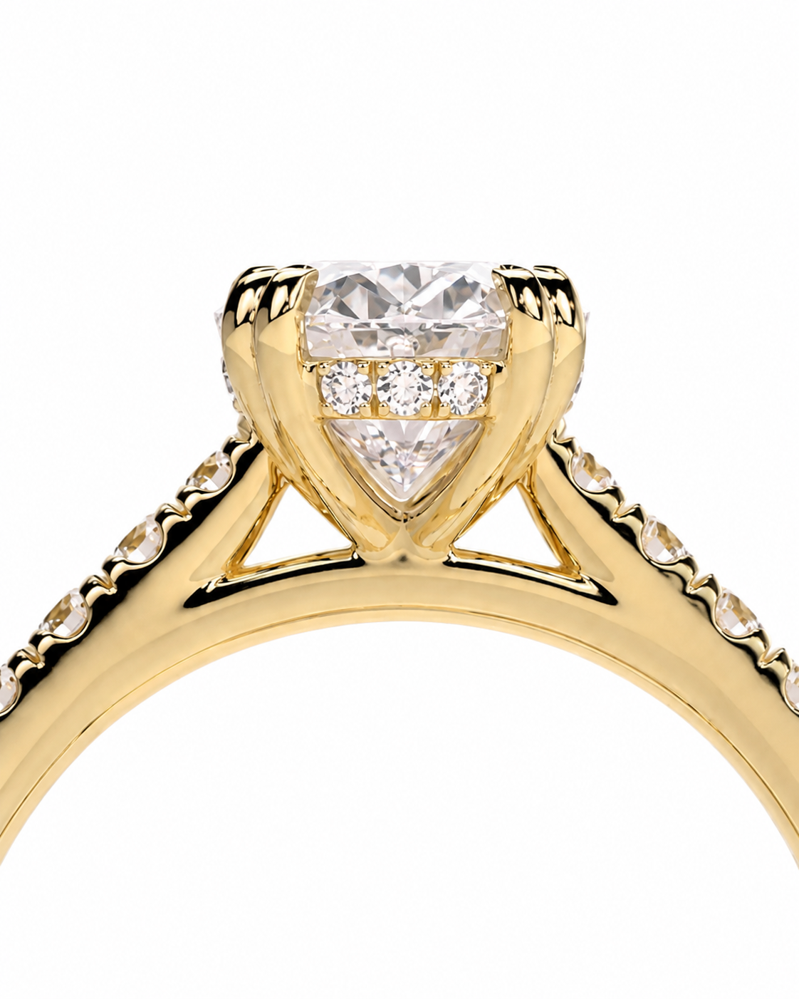 color_10K_YG, color_14K_YG &&A close-up of a yellow gold ring featuring a heart-shaped diamond center stone with smaller diamonds set along the shoulders, shown against a plain white background.