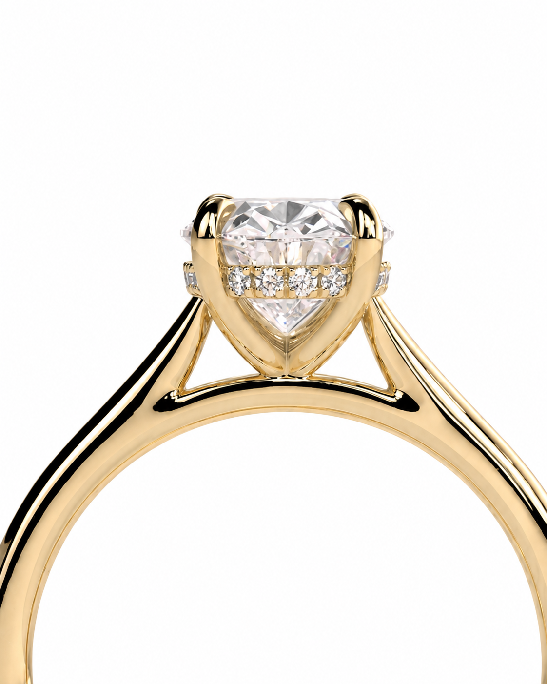 color_10K_YG, color_14K_YG &&A close-up of a yellow gold ring featuring a heart-shaped clear gemstone in a prong setting, with small accent diamonds along the band, shown against a plain white background.