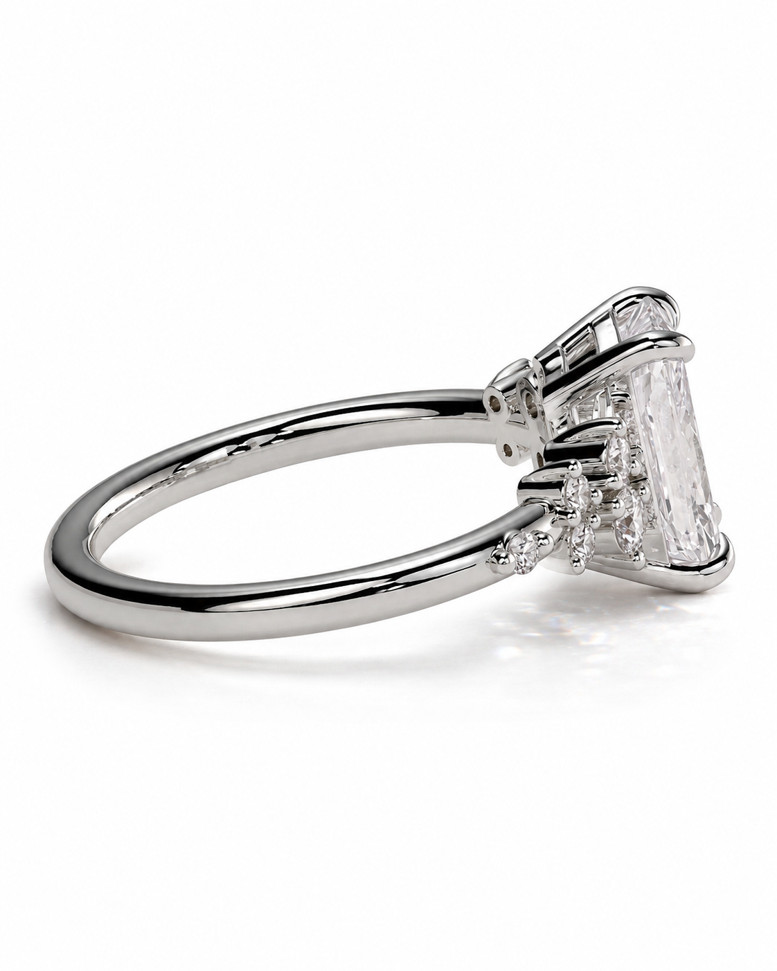 color_925_SIL,color_935_ARG,color_10K_WG, color_14K_WG &&A silver-toned diamond ring with a large rectangular emerald-cut center stone and smaller accent diamonds on the shoulders, shown on a clean white background.
