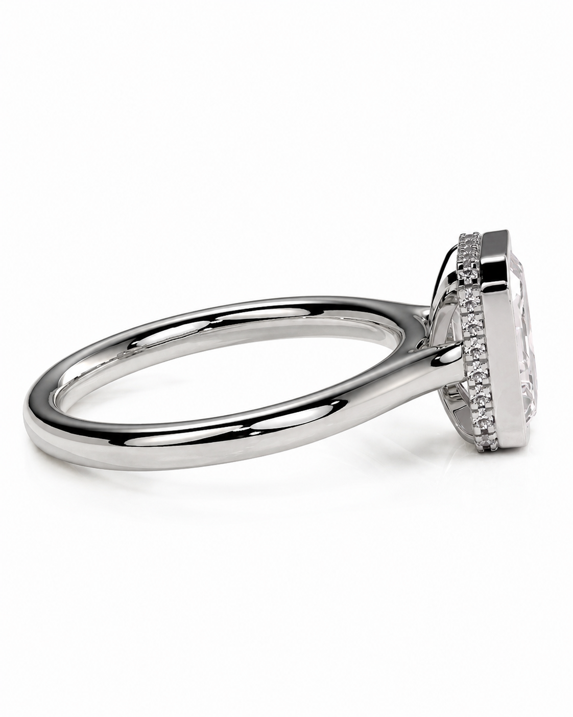 color_925_SIL,color_935_ARG,color_10K_WG, color_14K_WG &&
A silver-toned ring with a square-cut clear gemstone surrounded by a halo of small pave-set diamonds, shown from a side angle on a white background.