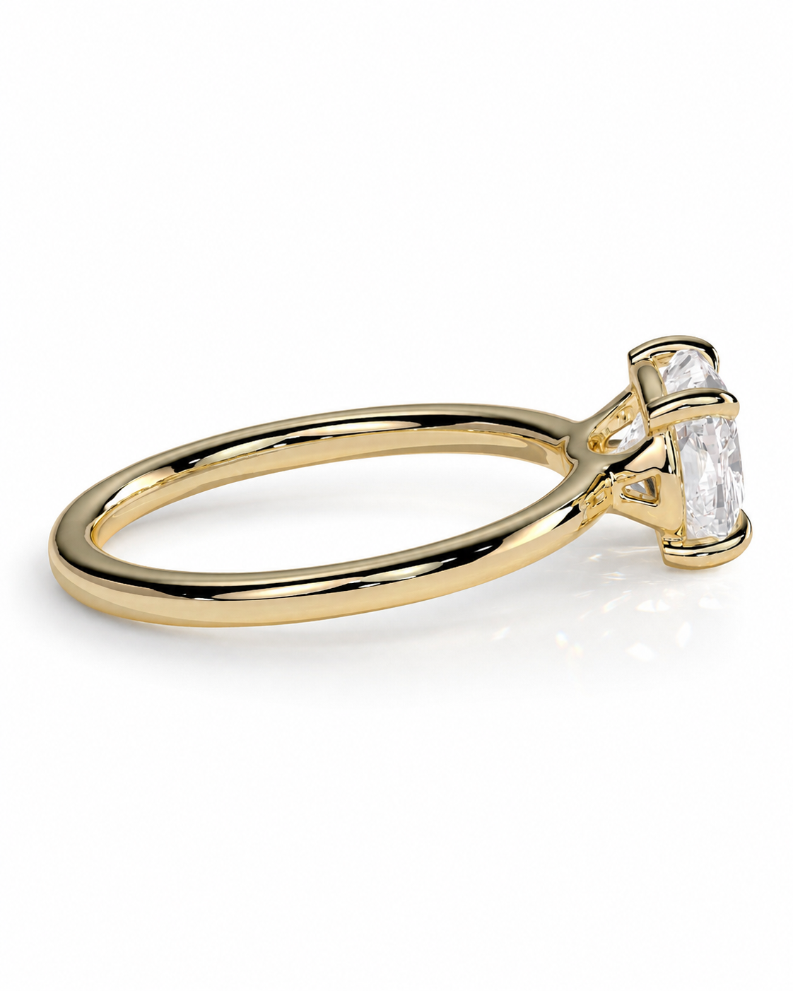 color_10K_YG, color_14K_YG &&
A yellow gold solitaire engagement ring featuring a rectangular emerald-cut clear gemstone in a four-prong setting, shown on a clean white background.