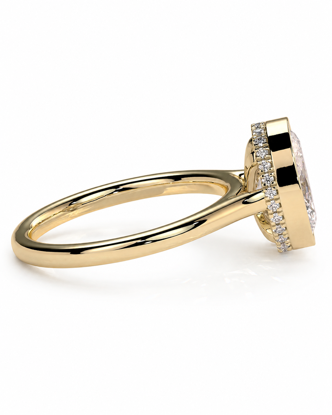 color_10K_YG, color_14K_YG &&
A yellow gold ring with a pave-set clear gemstone, shown in a three-quarter side view on a clean white background.