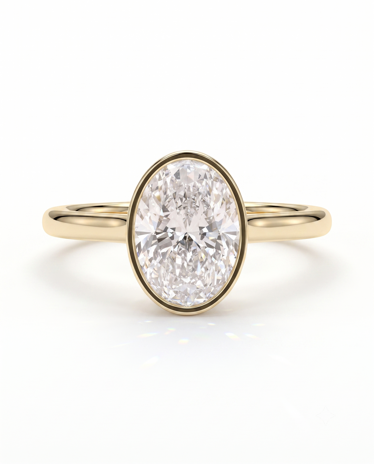 color_10K_YG, color_14K_YG &&
A yellow gold ring featuring a large oval-cut clear gemstone in a bezel setting, shown against a plain white background.