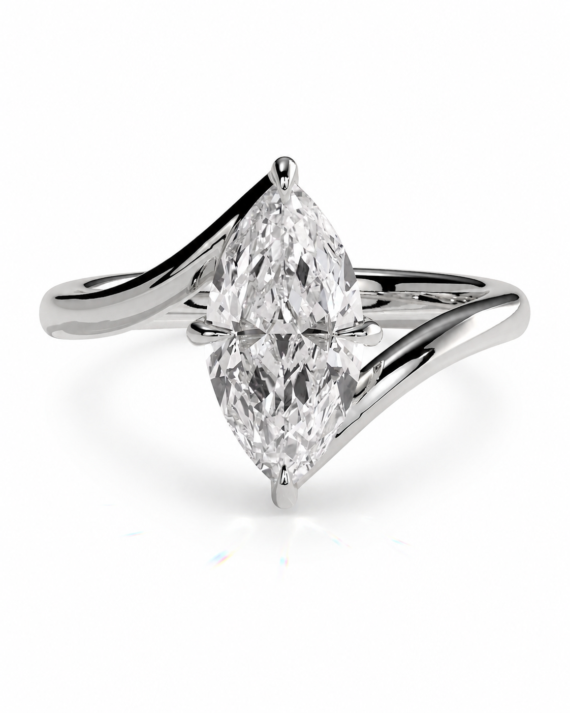 color_925_SIL,color_935_ARG,color_10K_WG, color_14K_WG &&
A silver-tone diamond ring featuring a marquise-cut center stone in a split-shank setting, shown on a clean white background.
