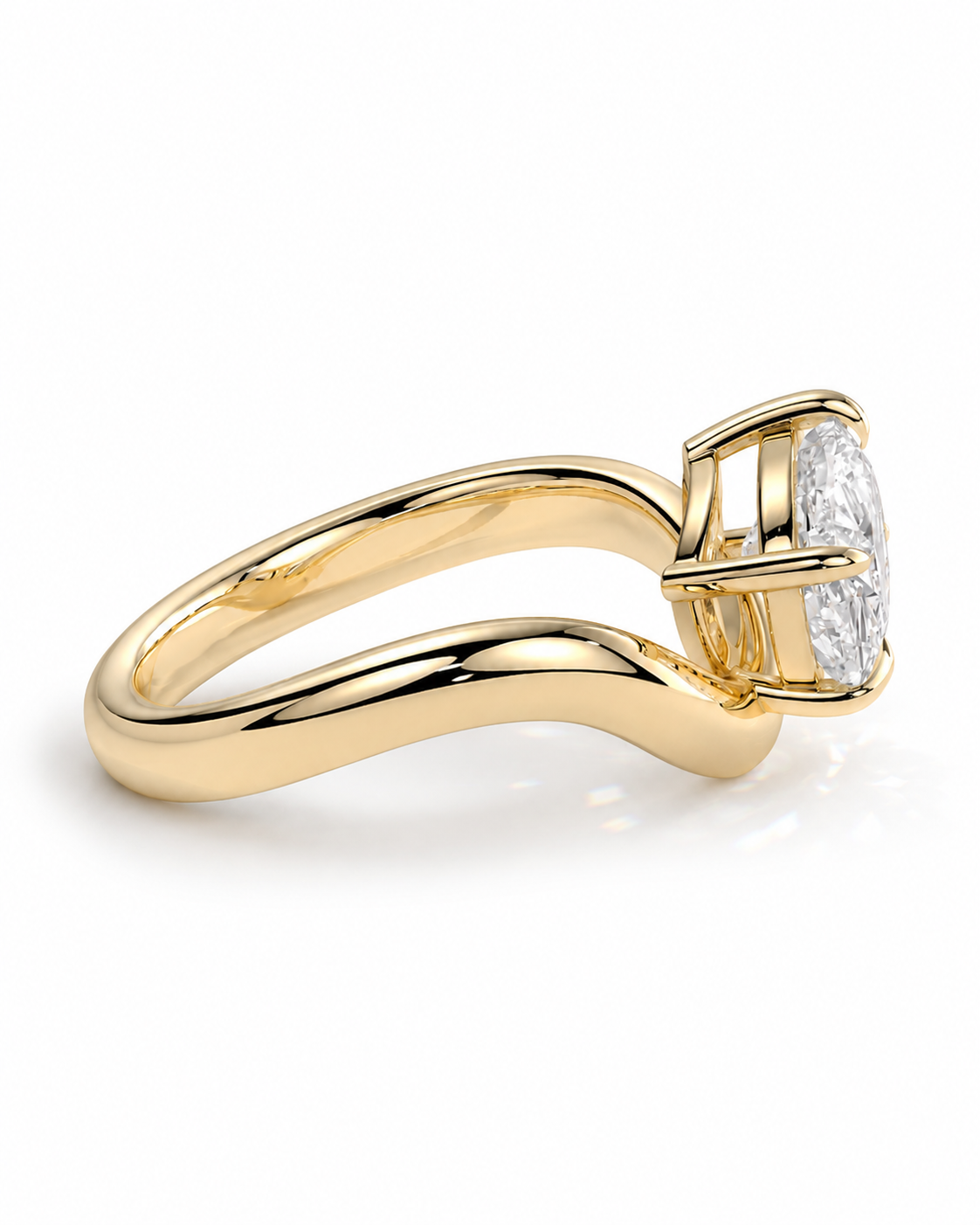 color_10K_YG, color_14K_YG &&A yellow gold split-shank engagement ring featuring a brilliant round-cut diamond in a high-profile bezel setting, shown on a clean white background.