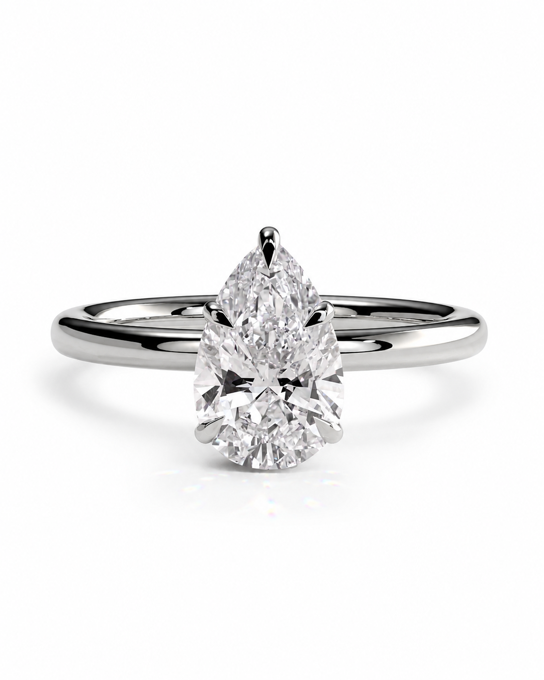 color_925_SIL,color_935_ARG,color_10K_WG, color_14K_WG &&
A pear-cut diamond engagement ring with a polished silver-colored band, shown on a clean white background.