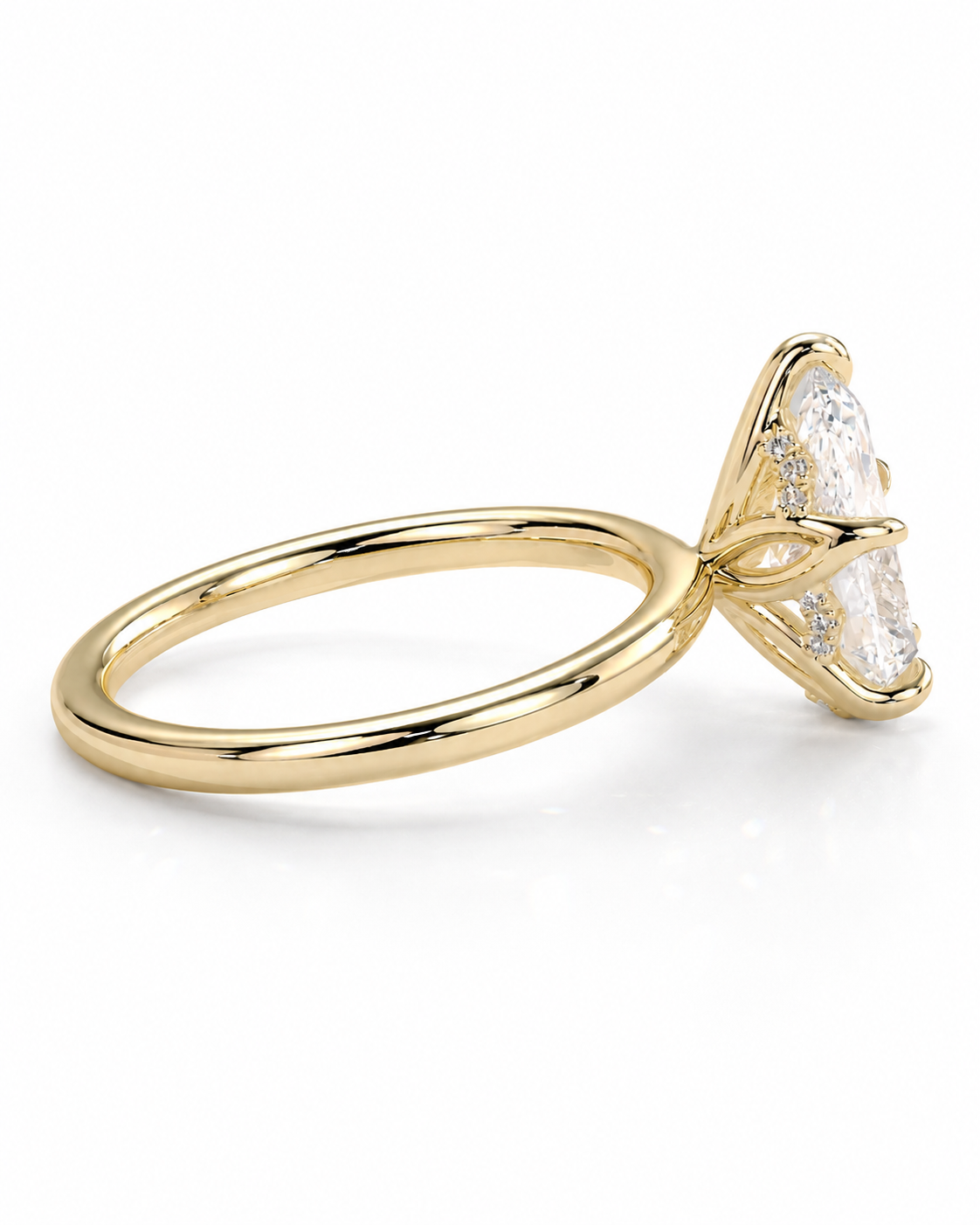 color_10K_YG, color_14K_YG &&A yellow gold ring with a large clear rectangular center stone and smaller accent stones, shown on a clean white background.