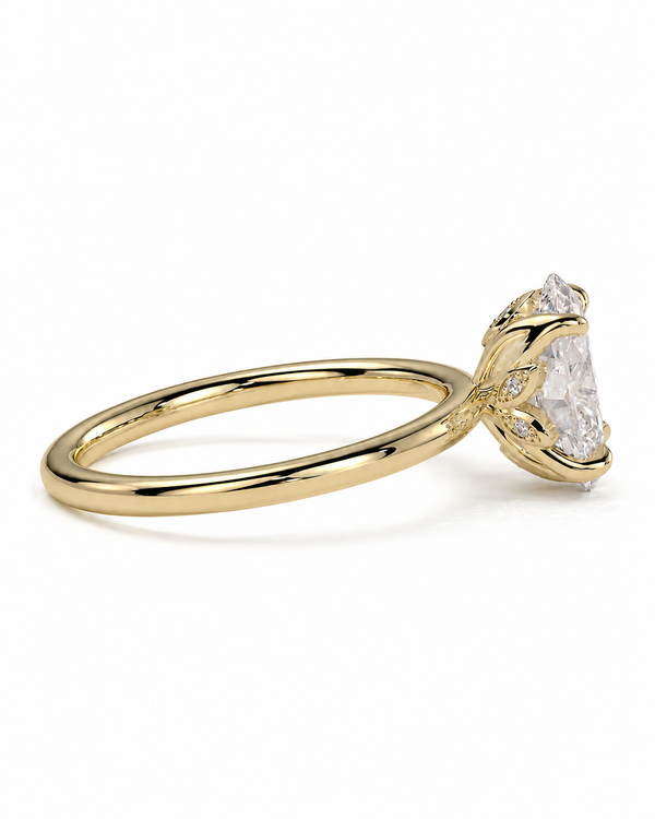 color_10K_YG, color_14K_YG &&A yellow gold solitaire ring featuring a clear rectangular gemstone in a prong setting, shown on a clean white background.
