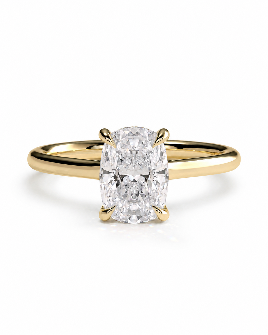 color_10K_YG, color_14K_YG &&A yellow gold engagement ring featuring a large oval-cut diamond center stone in a four-prong setting, shown on a clean white background.