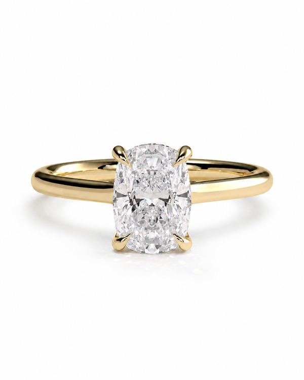 color_10K_YG, color_14K_YG &&A yellow gold engagement ring featuring a large oval-cut diamond center stone in a four-prong setting, shown on a clean white background.