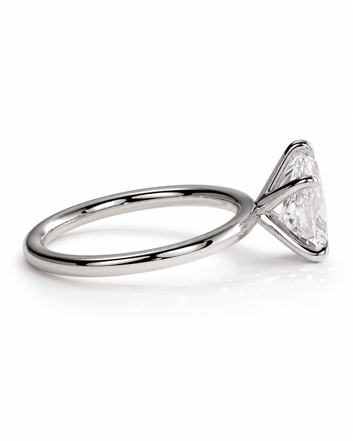 color_925_SIL,color_935_ARG,color_10K_WG, color_14K_WG &&
A silver-toned diamond ring featuring a triangular-cut clear gemstone in a prong setting, shown on a clean white background.