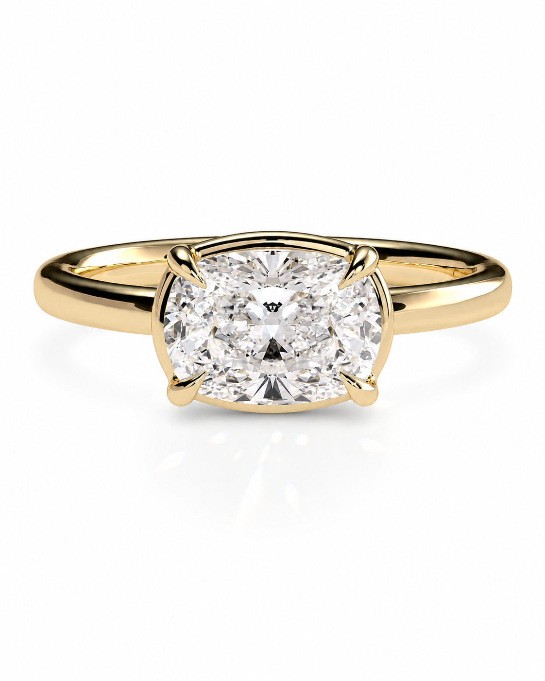 color_10K_YG, color_14K_YG &&A yellow gold solitaire engagement ring featuring a round brilliant-cut diamond center stone in a four-prong setting, shown on a clean white background.