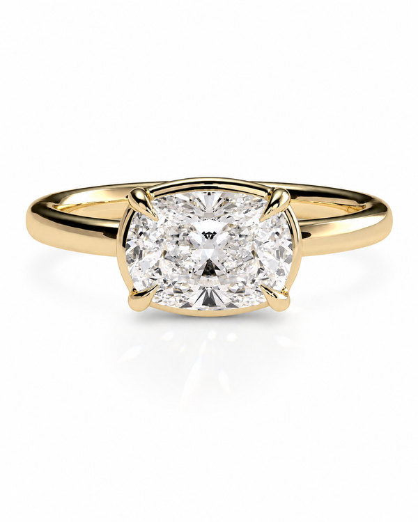 color_10K_YG, color_14K_YG &&A yellow gold solitaire engagement ring featuring a round brilliant-cut diamond center stone in a four-prong setting, shown on a clean white background.