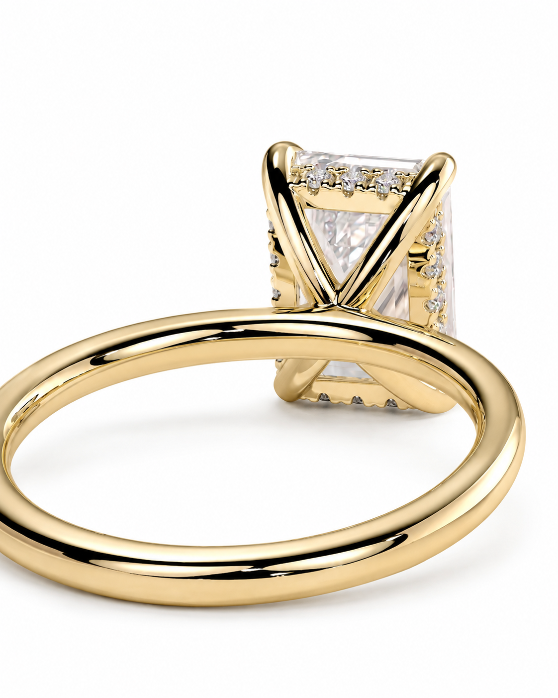 color_10K_YG, color_14K_YG &&
A yellow gold ring featuring a rectangular clear gemstone in a four-prong setting with small accent diamonds along the sides, shown on a clean white background.