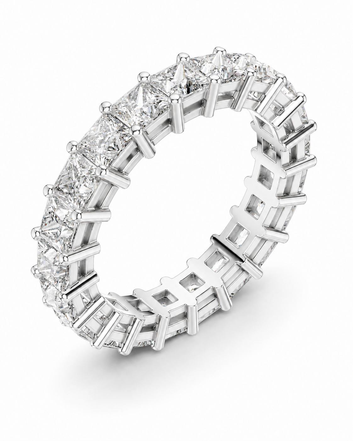color_925_SIL,color_935_ARG,color_10K_WG, color_14K_WG &&	
A diamond eternity ring in a silver-toned setting, featuring round brilliant-cut diamonds and baguette-cut diamonds, photographed on a clean white background.