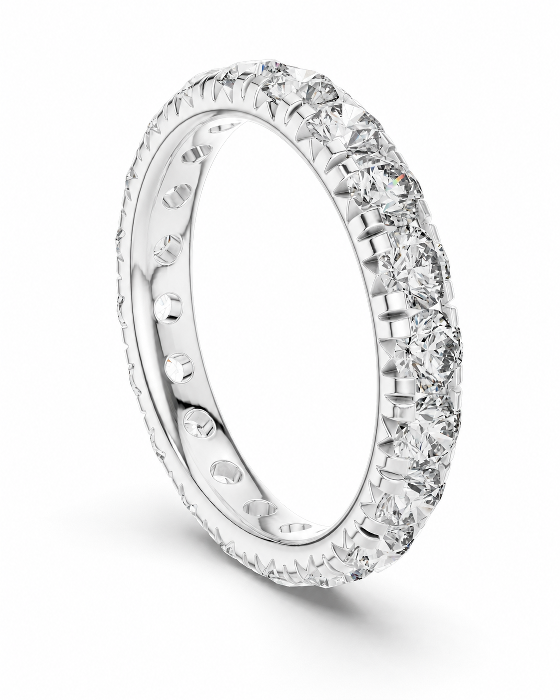 color_925_SIL,color_935_ARG,color_10K_WG, color_14K_WG &&	
A silver-toned eternity ring with a continuous row of round-cut clear gemstones, shown at an angle on a clean white background.