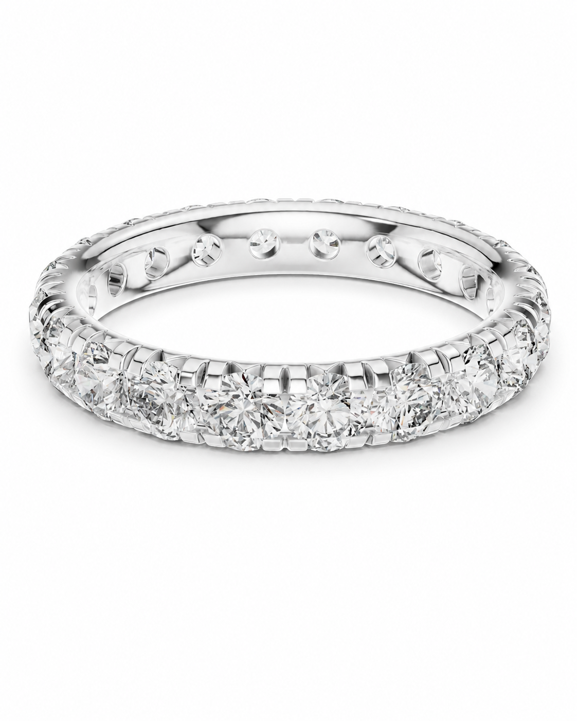 color_925_SIL,color_935_ARG,color_10K_WG, color_14K_WG &&	
A diamond eternity band ring in a silver-toned metal setting, featuring a continuous row of round-cut diamonds on a clean white background.