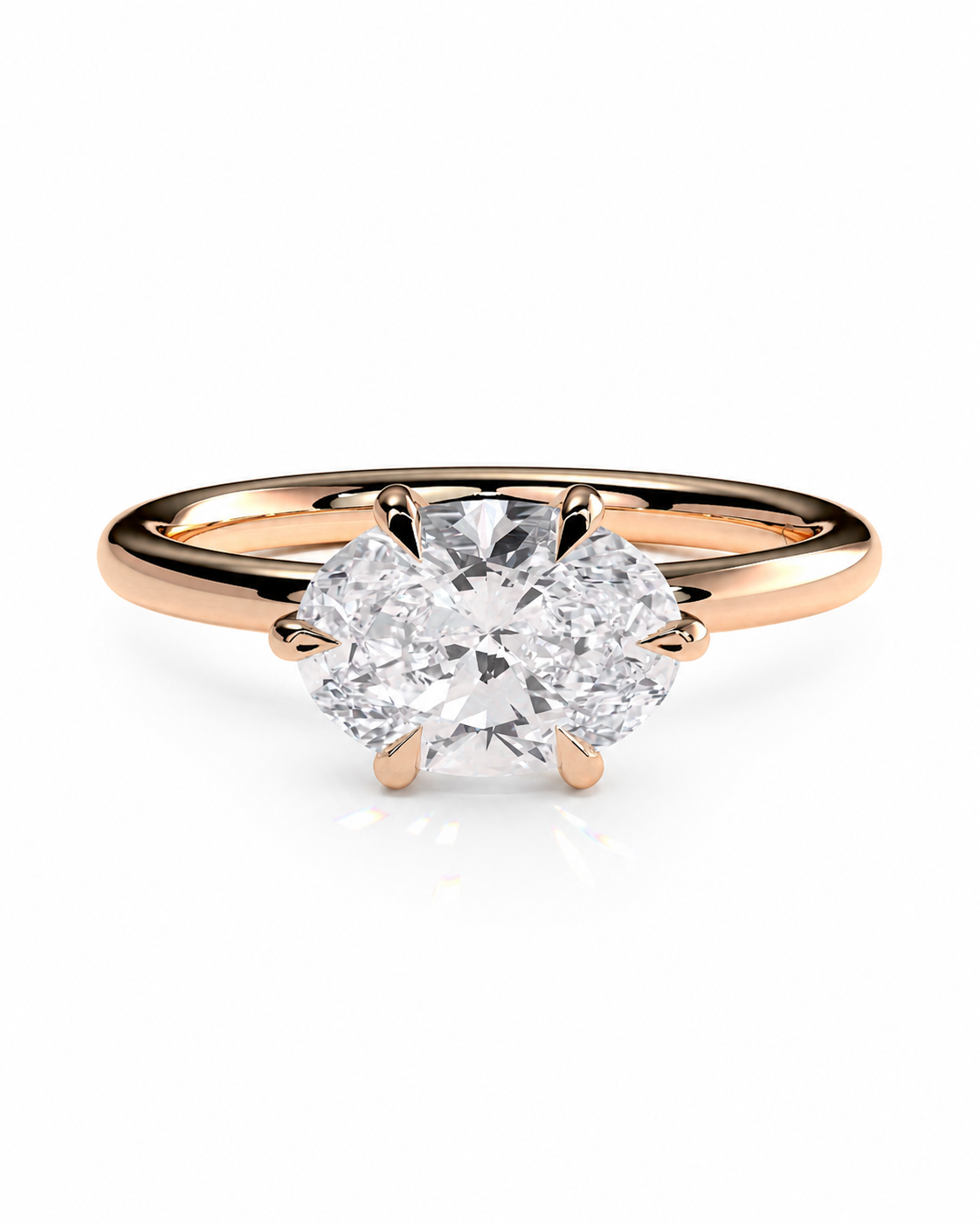 color_10K_RG, color_14K_RG &&
A rose gold solitaire engagement ring featuring a round brilliant-cut diamond set in a six-prong setting, shown on a clean white background.