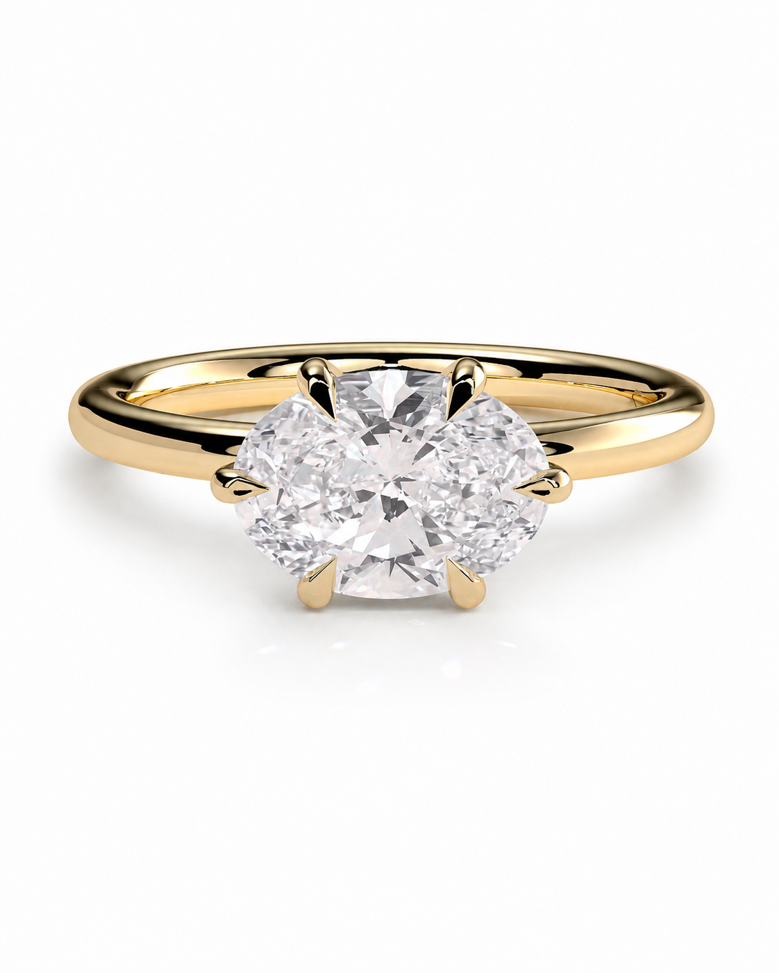 color_10K_YG, color_14K_YG &&
A yellow gold solitaire engagement ring featuring a large round brilliant-cut diamond center stone in a four-prong setting, shown on a clean white background.