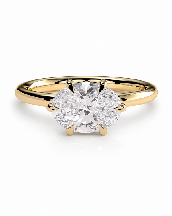 color_10K_YG, color_14K_YG &&
A yellow gold solitaire engagement ring featuring a large round brilliant-cut diamond center stone in a four-prong setting, shown on a clean white background.