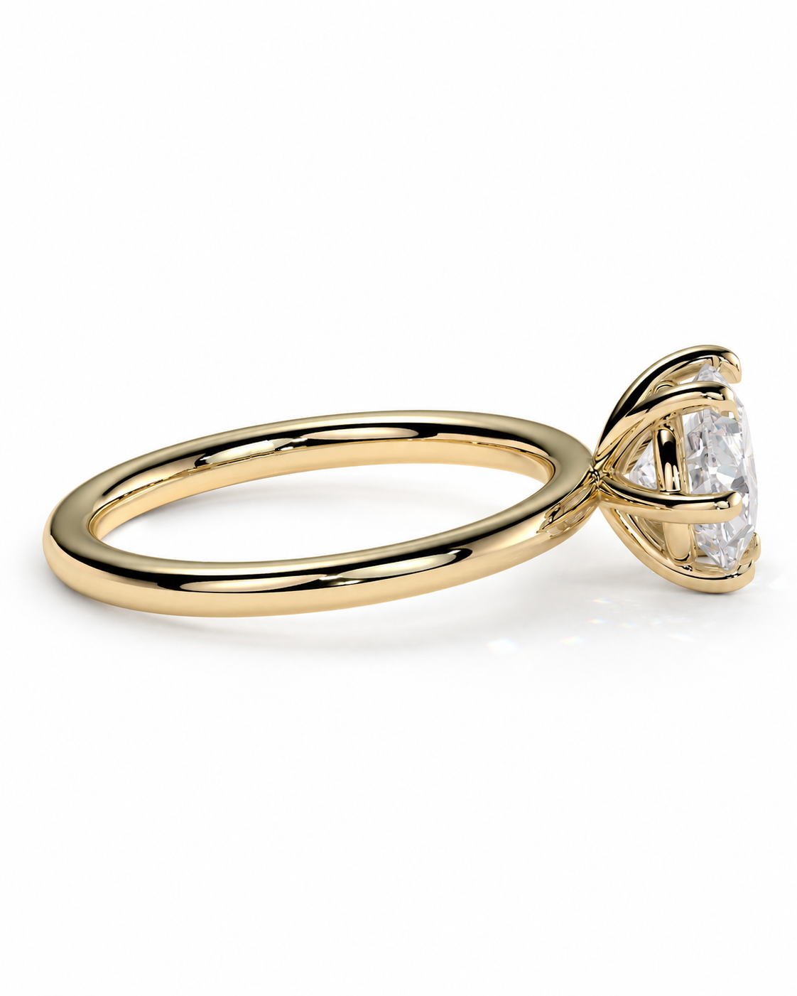 color_10K_YG, color_14K_YG &&
A yellow gold solitaire ring with a clear triangular-cut gemstone in a prong setting, shown on a clean white background.