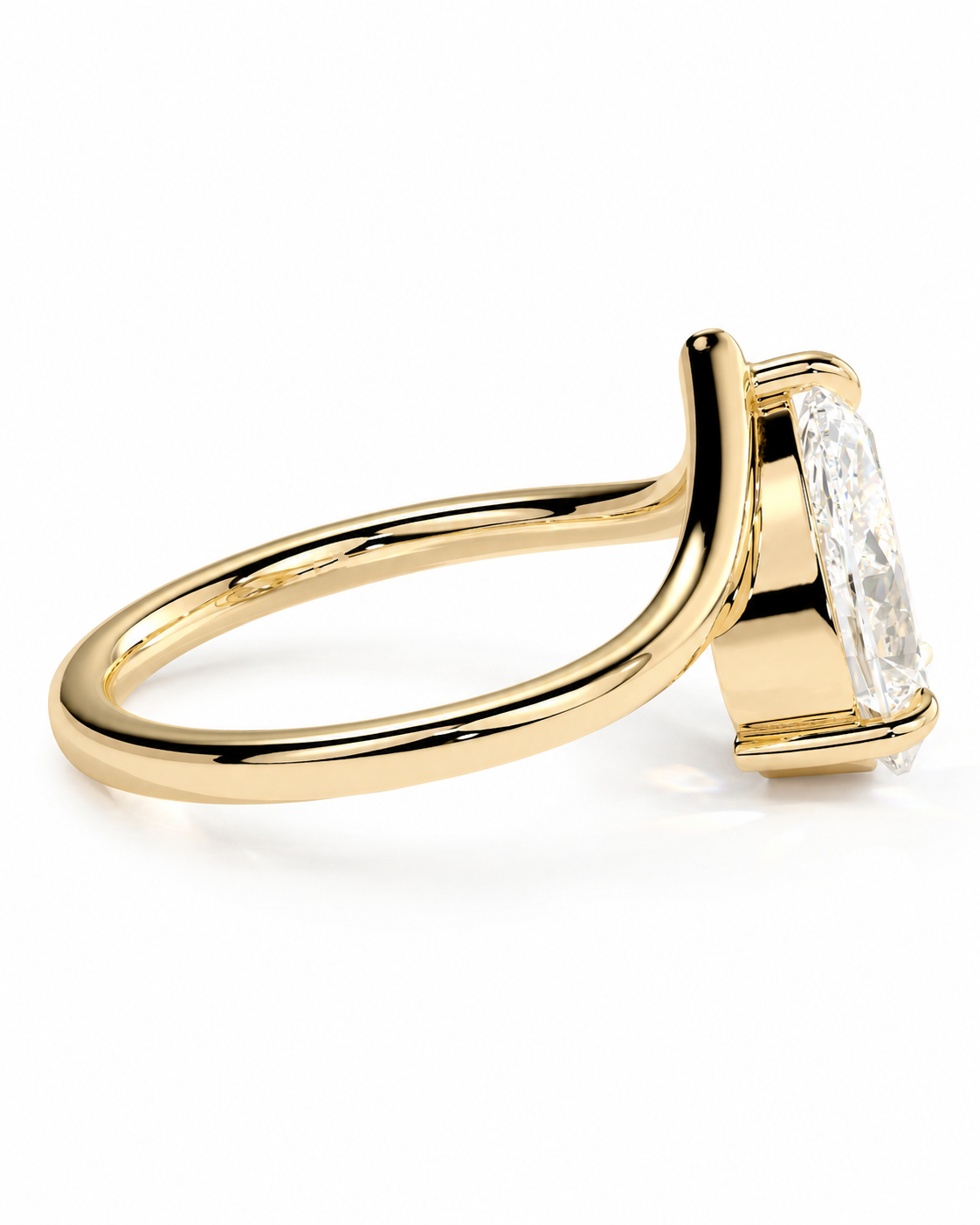 color_10K_YG, color_14K_YG &&A yellow gold ring featuring a large rectangular clear gemstone in a prong setting, shown on a clean white background.