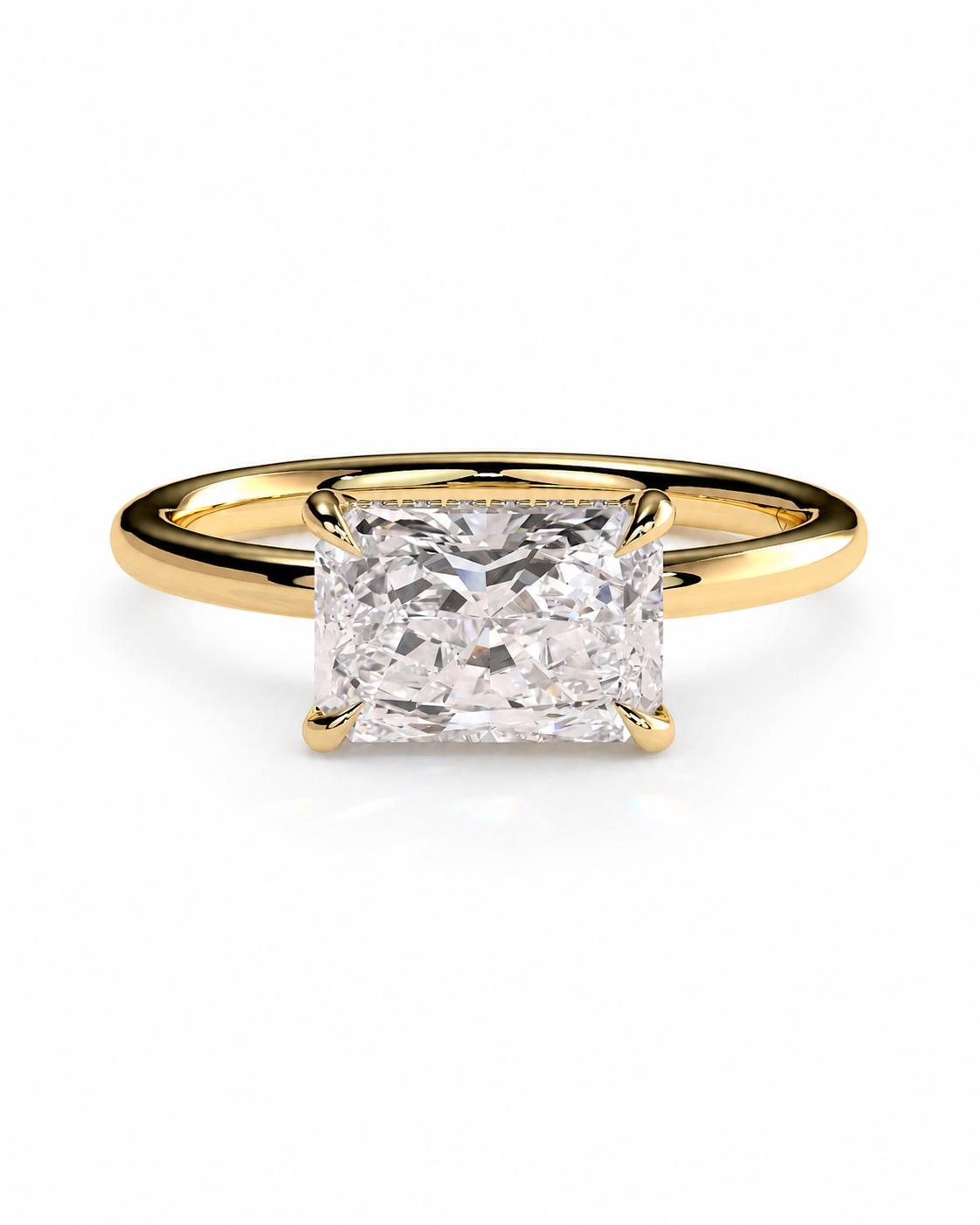 color_10K_YG, color_14K_YG &&A yellow gold ring featuring a large, brilliant-cut diamond in a four-prong setting, presented on a clean white background.