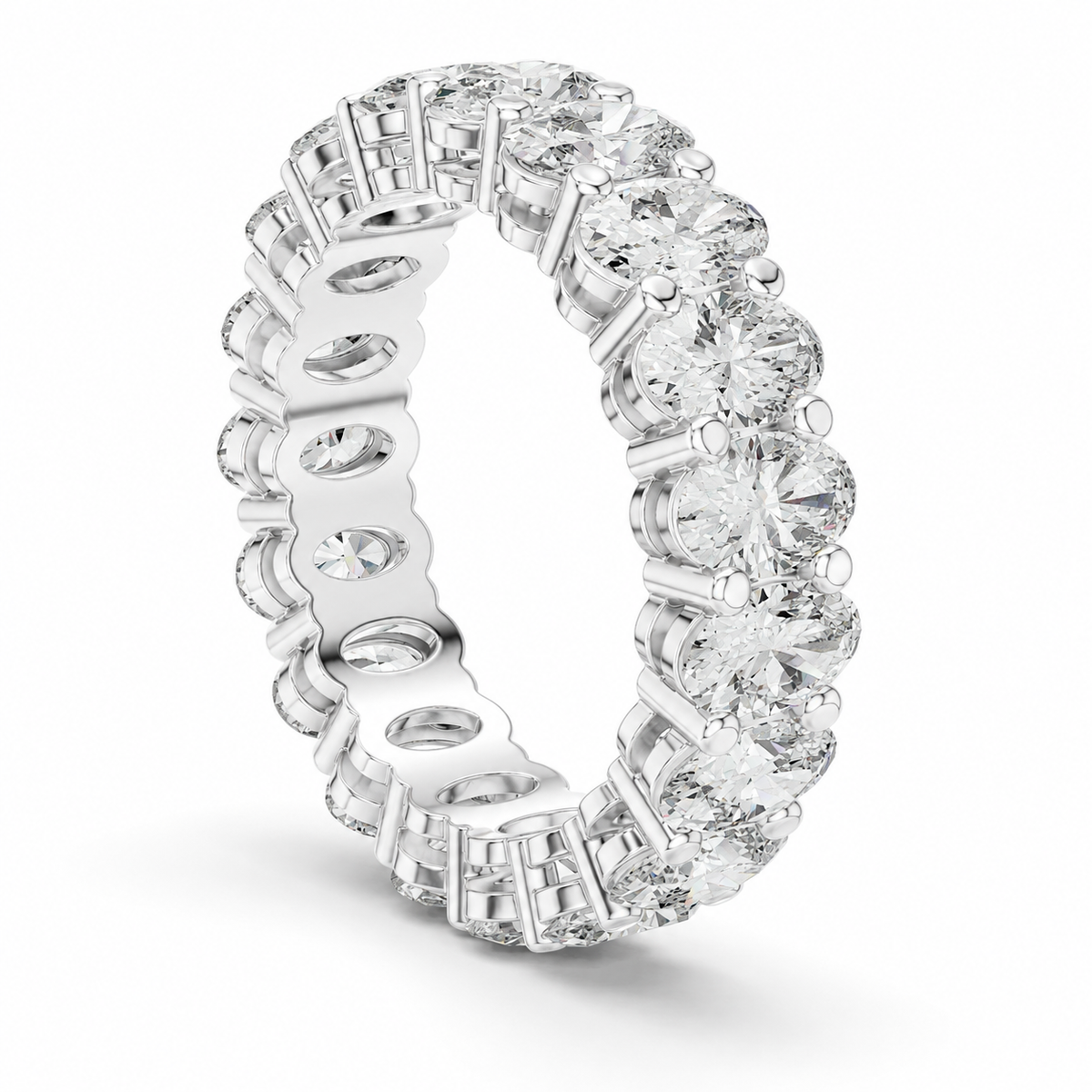 color_925_SIL,color_935_ARG,color_10K_WG, color_14K_WG &&	
A diamond eternity ring in a silver-colored metal setting, featuring a continuous row of round-cut diamonds on a clean white background.