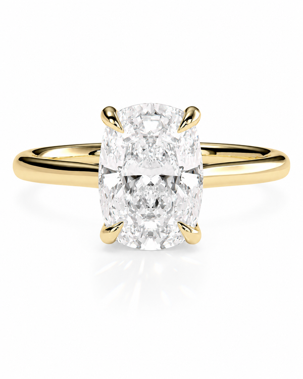 color_10K_YG, color_14K_YG &&An oval diamond engagement ring with a yellow gold band, set against a clean white background.