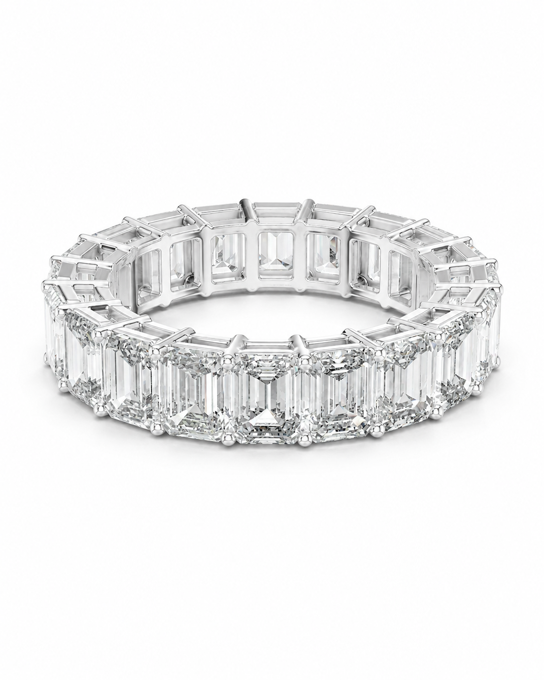 color_925_SIL,color_935_ARG,color_10K_WG, color_14K_WG &&	
A silver-toned eternity ring featuring baguette and round-cut clear gemstones, photographed on a seamless white background.